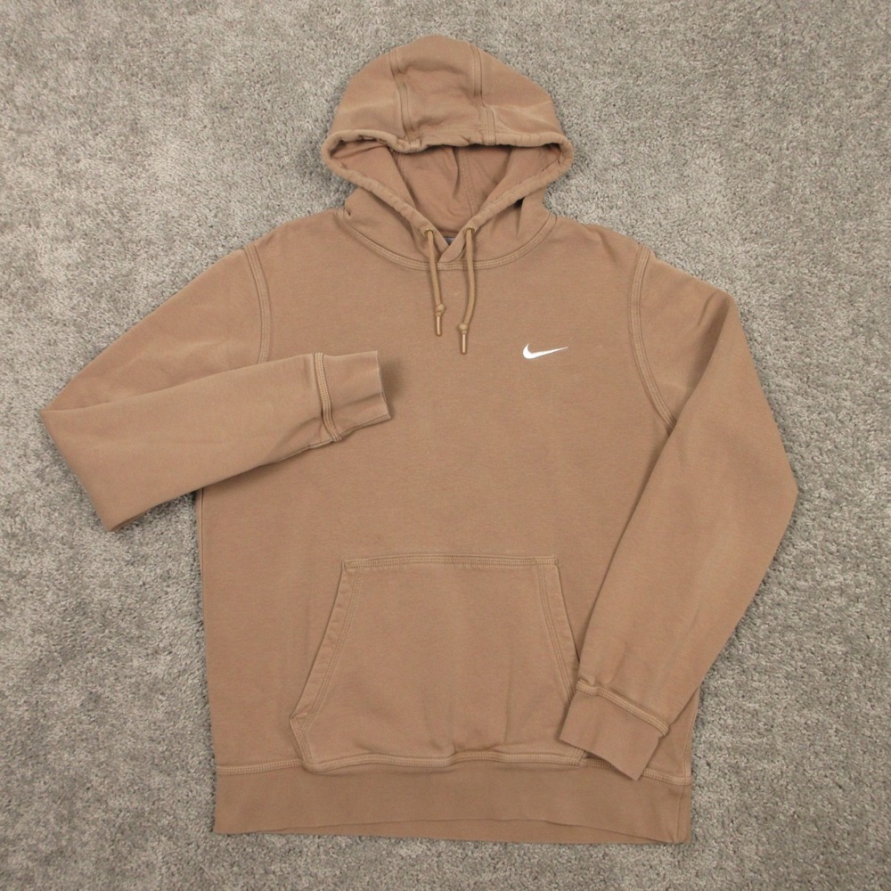 Nike Sweater Mens Large Brown Sportswear Fleece Logo Pullover Hoodie Sweatshirt